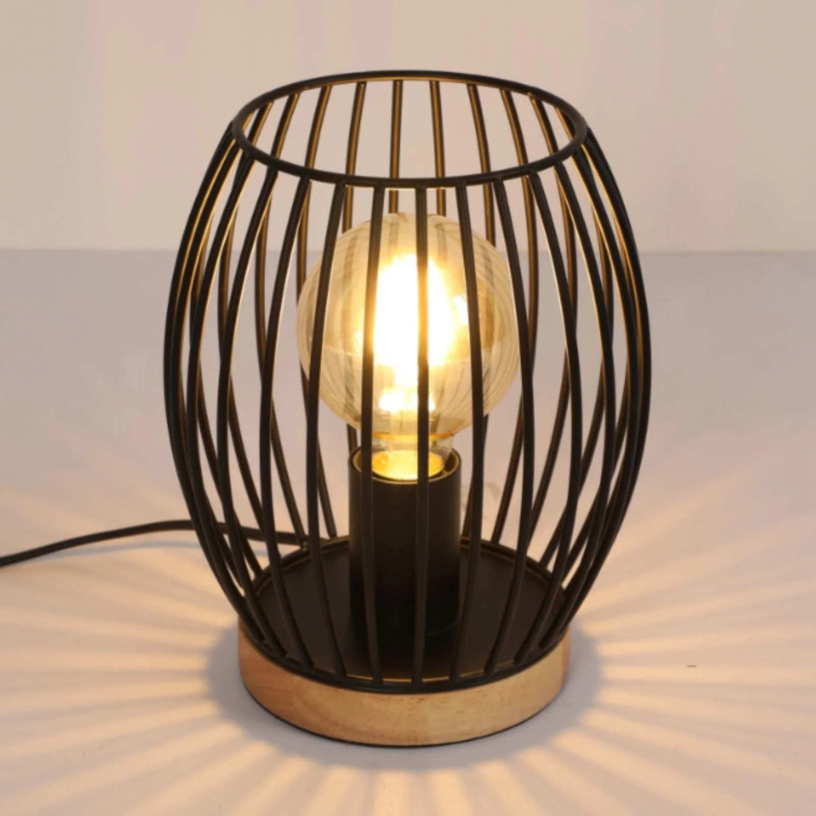 Настільна лампа Comely Ретро Індустріальна Металева клітка Чорна, фото №4