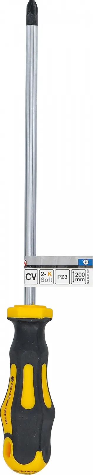 Викрутка Kraftmann 7946-PZ3 Pozidriv PZ3 3 x 200 мм Сріблястий/Жовтий/Чорний, фото №4
