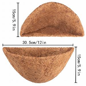 Вкладиші для підвісних кошиків напівкруглі з кокосового волокна 12 дюймів (30.5 см) Набір 3 шт. synthetic.ua - Фото 1