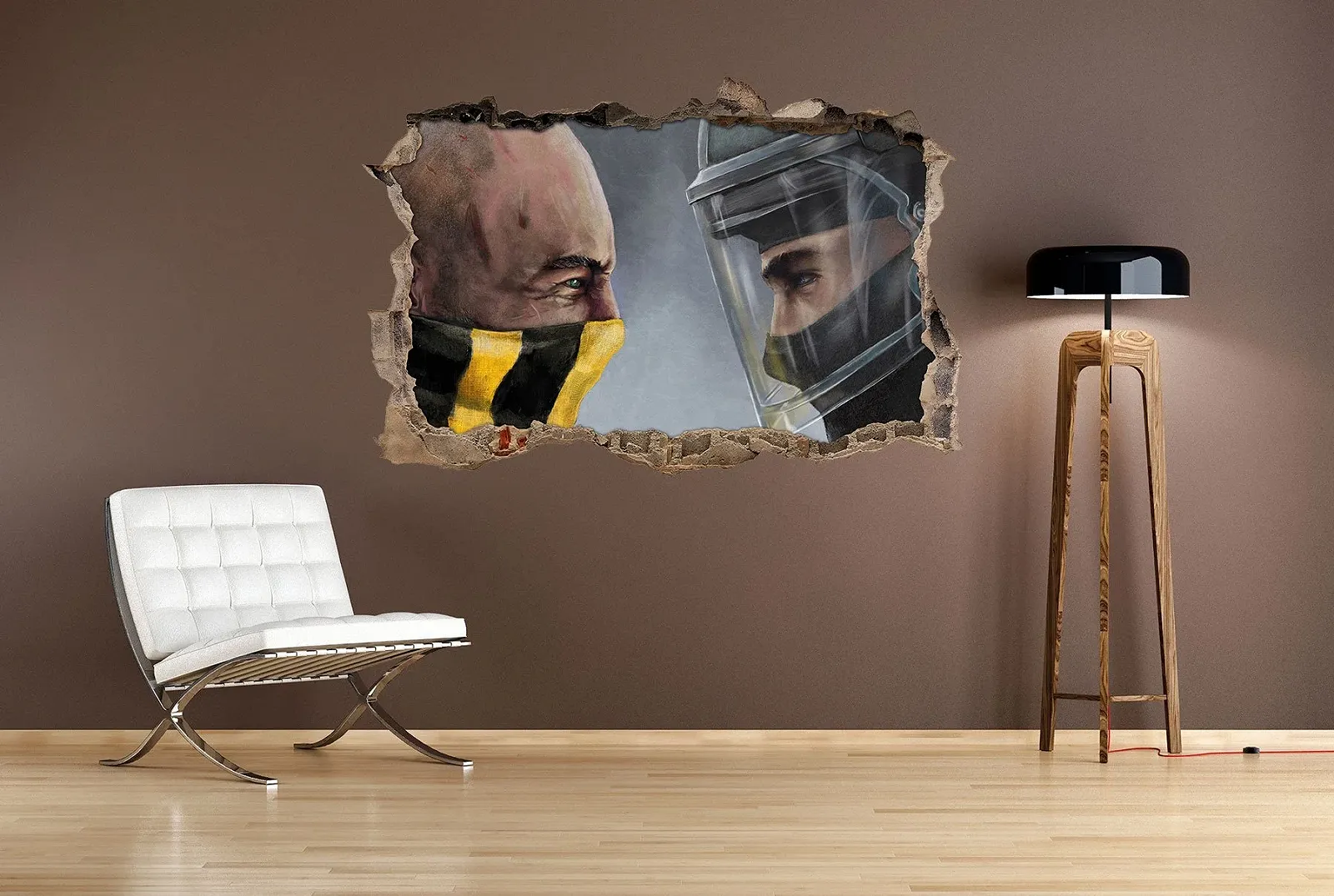 Наклейка на стену Face of Police 3D Виниловая Черно-желтая, фото №2