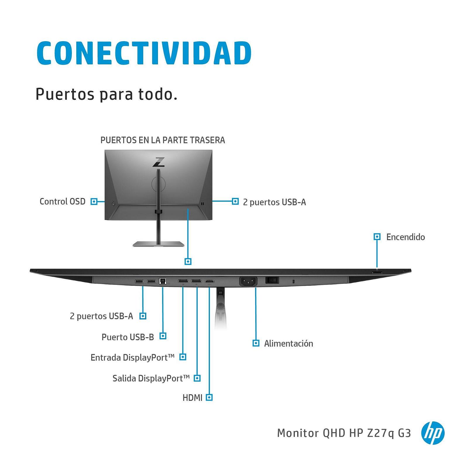 Монітор HP Z27q G3 68.6 см (27") 2560 x 1440 пікселів Quad HD LED Сріблястий, фото №7
