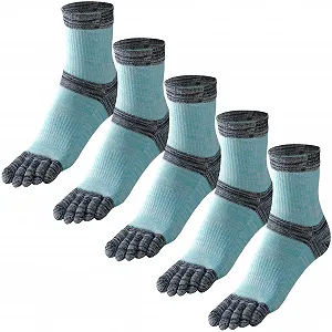 Носки с пальцами женские для бега, хлопковые носки с пятью пальцами для бега, дышащие носки до середины икры, 5 пар - Фото 1