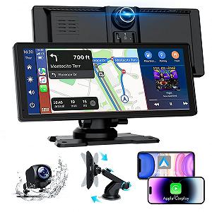 Дисплей Carplay Apple Carplay/Android Car 8.88 дюймов с камерой заднего вида 1080P HD и передней камерой, GPS навигацией, Hands-Free системой, Mirror Link, FM, простая установка - Фото 1