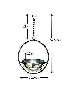 Подвесная корзина DanDiBo 96087 M Металлическая 53 cm с горшком Серебристый/Черный synthetic.ua - Фото 1