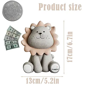 Скарбничка дитяча у формі лева полімерна 13 x 12 x 17 см Сіра synthetic.ua - Фото 1