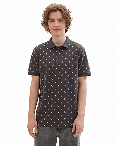 Поло Men's Polo with Palm Pattern 1042114ХХ35506 Tom Tailor Темно-сірий M - Фото 1