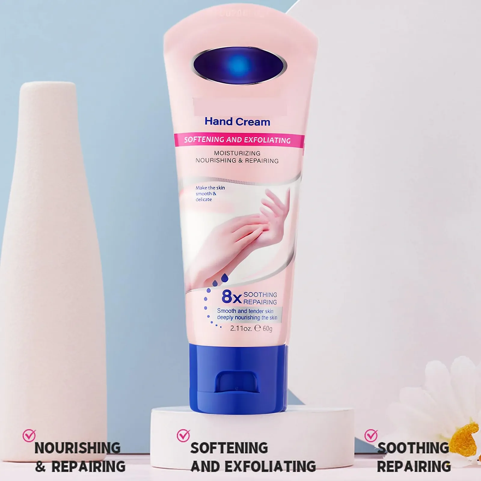 Увлажняющий крем для рук 60 г x 2, веганский крем для рук, увлажняет, улучшает эластичность кожи, делает руки мягче и белее, антивозрастной гель для рук, фото №5