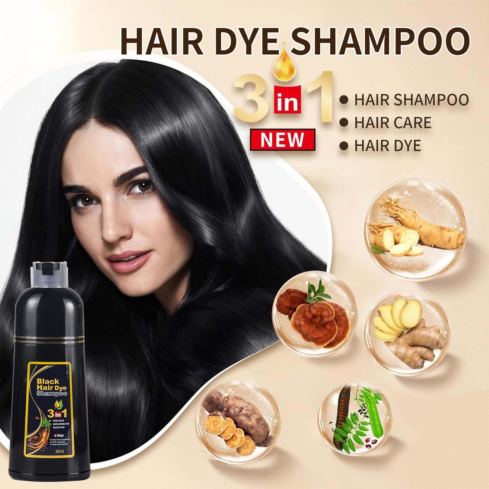 Шампунь Cotensta Hair Colour Шампунь 3 в 1 500 мл Колір темно-коричневий, фото №5