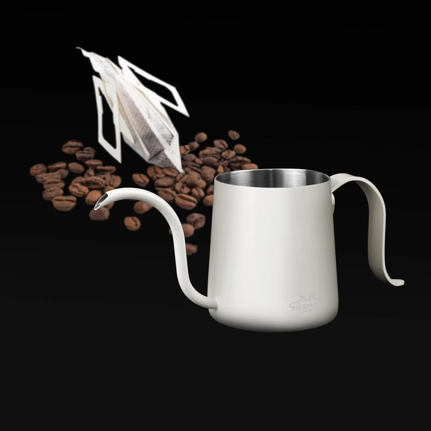 Кавник MERMOO YILAN Міні Кавник Чайник з гусячою шиєю 304 Нержавіюча сталь 250 мл Бежевий, фото №8