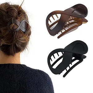 Большая заколка для волос Runmi Нескользящие заколки для волос Tortoiseshell Аксессуары для волос для женщин и девушек (2 шт.) (A) - Фото 1