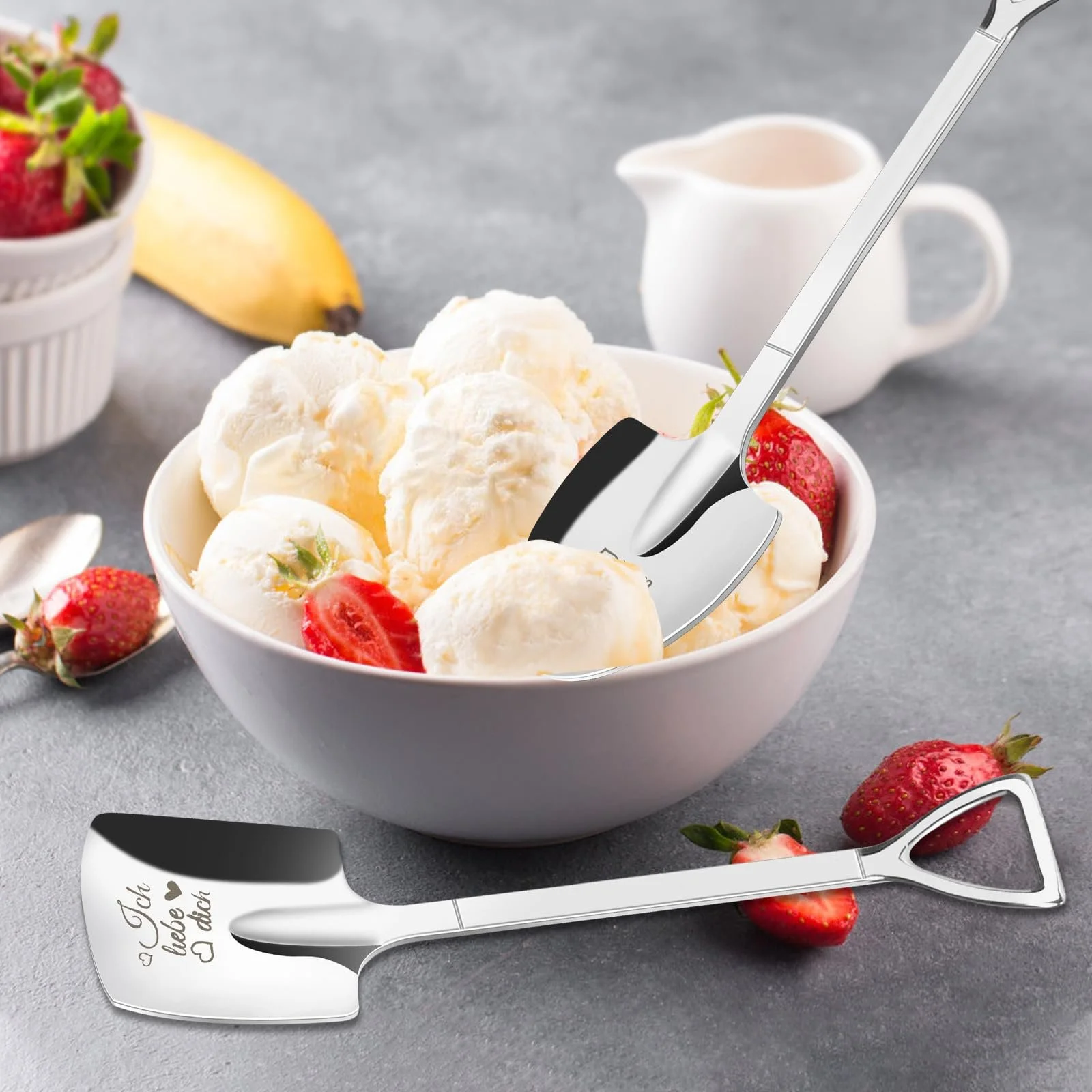 Ложка для морозива з гравіюванням Ice Cream Spoon, 2 x Нержавіюча сталь, для пар, фото №4