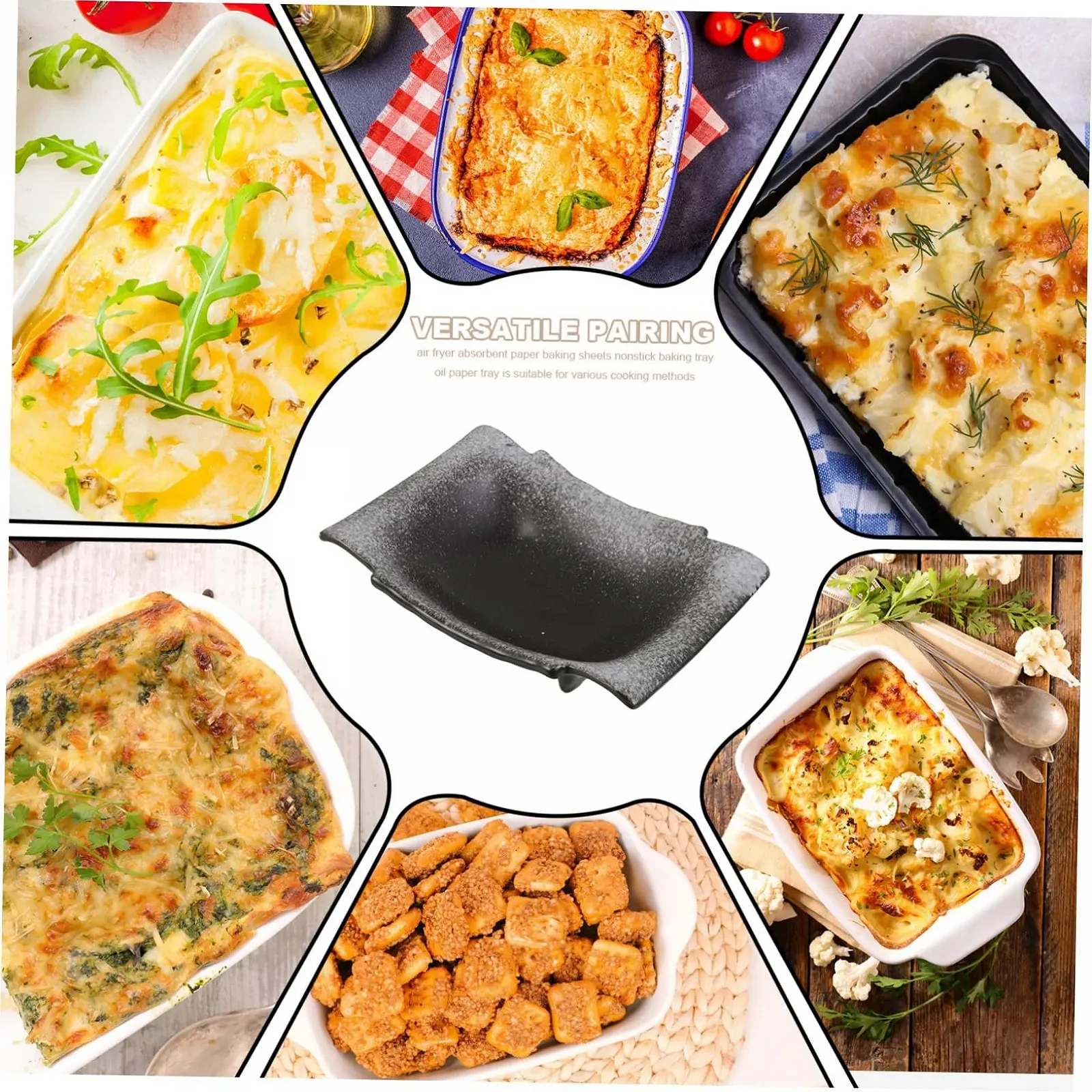 Форма для запекания Amosfun Керамическая Прямоугольная с эргономичными двойными ручками Oven Safe Dishwasher Safe Japanese Design, фото №3