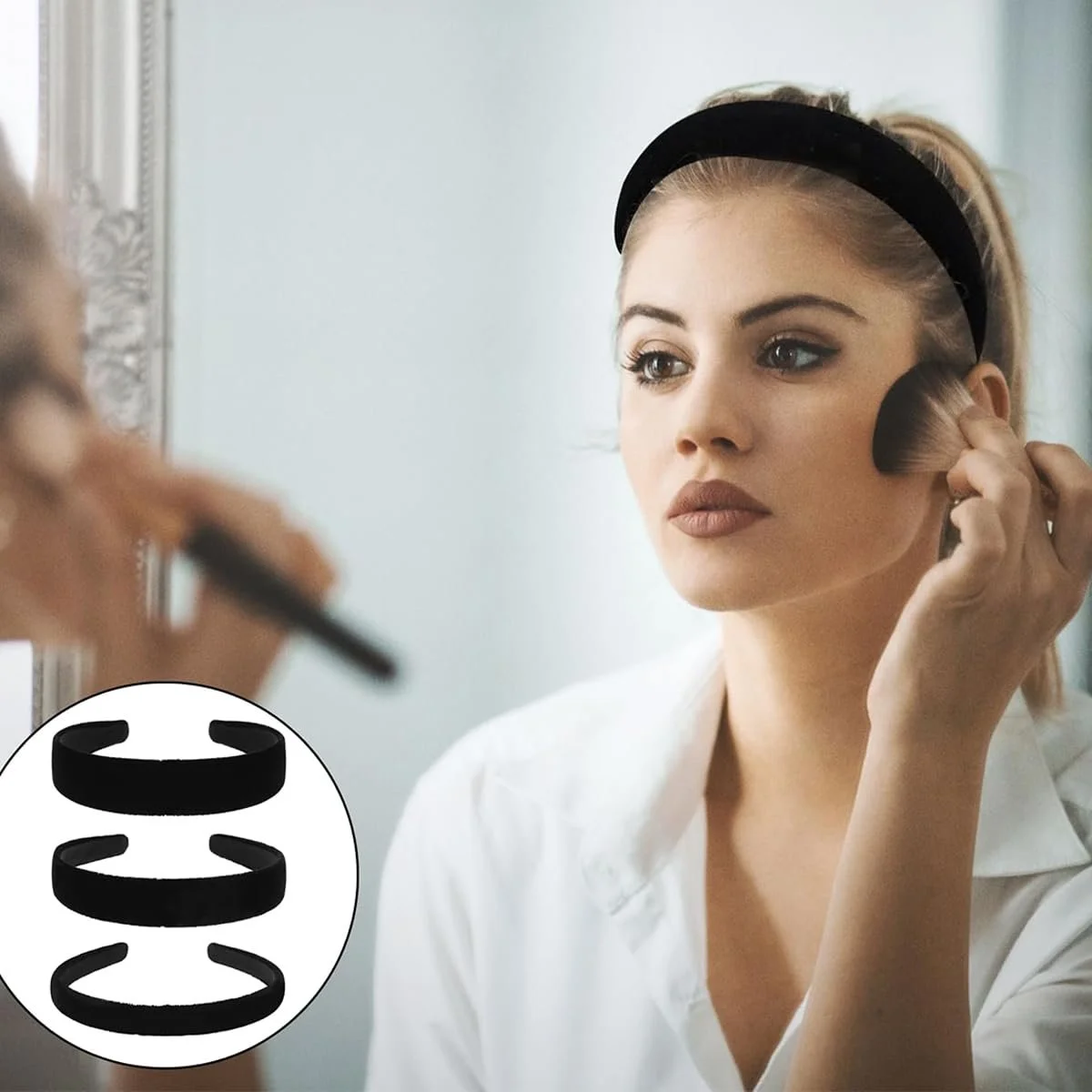 Обруч Оксамитовий Чорний, набір 3 шт, різної ширини, фото №4