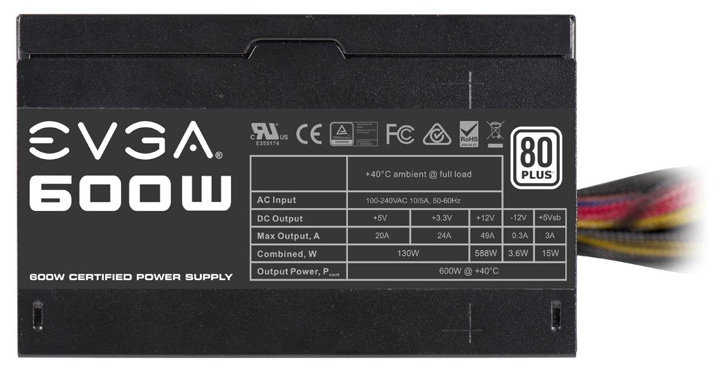 Блок живлення EVGA 600 W1 600W Black, фото №3