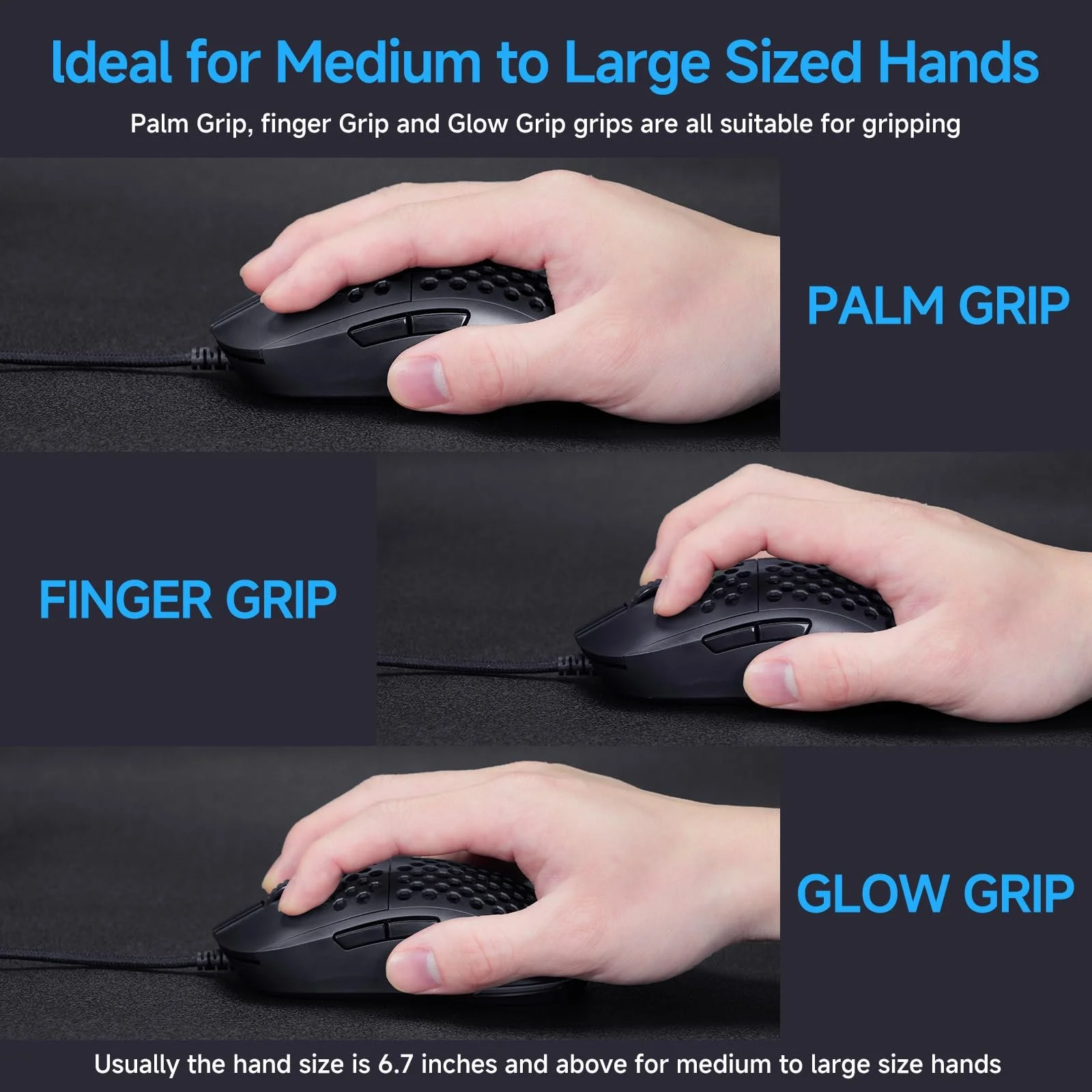 Мышь TMKB M1se игровая, оптический сенсор 12800 DPI, 6 программируемых кнопок, сотовая, регулируемая RGB подсветка, паракорд, эргономичная, черная, фото №6 Мышь TMKB M1se игровая, оптический сенсор 12800 DPI, 6 программируемых кнопок, сотовая, регулируемая RGB подсветка, паракорд, эргономичная, черная, фото №6