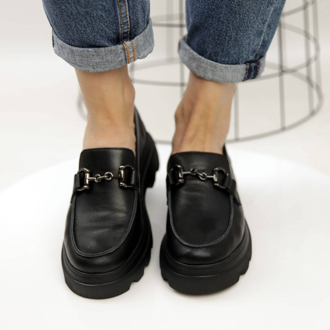 Туфлі Лофери жіночі шкіряні 4S 583948 Чорні 40, фото №3