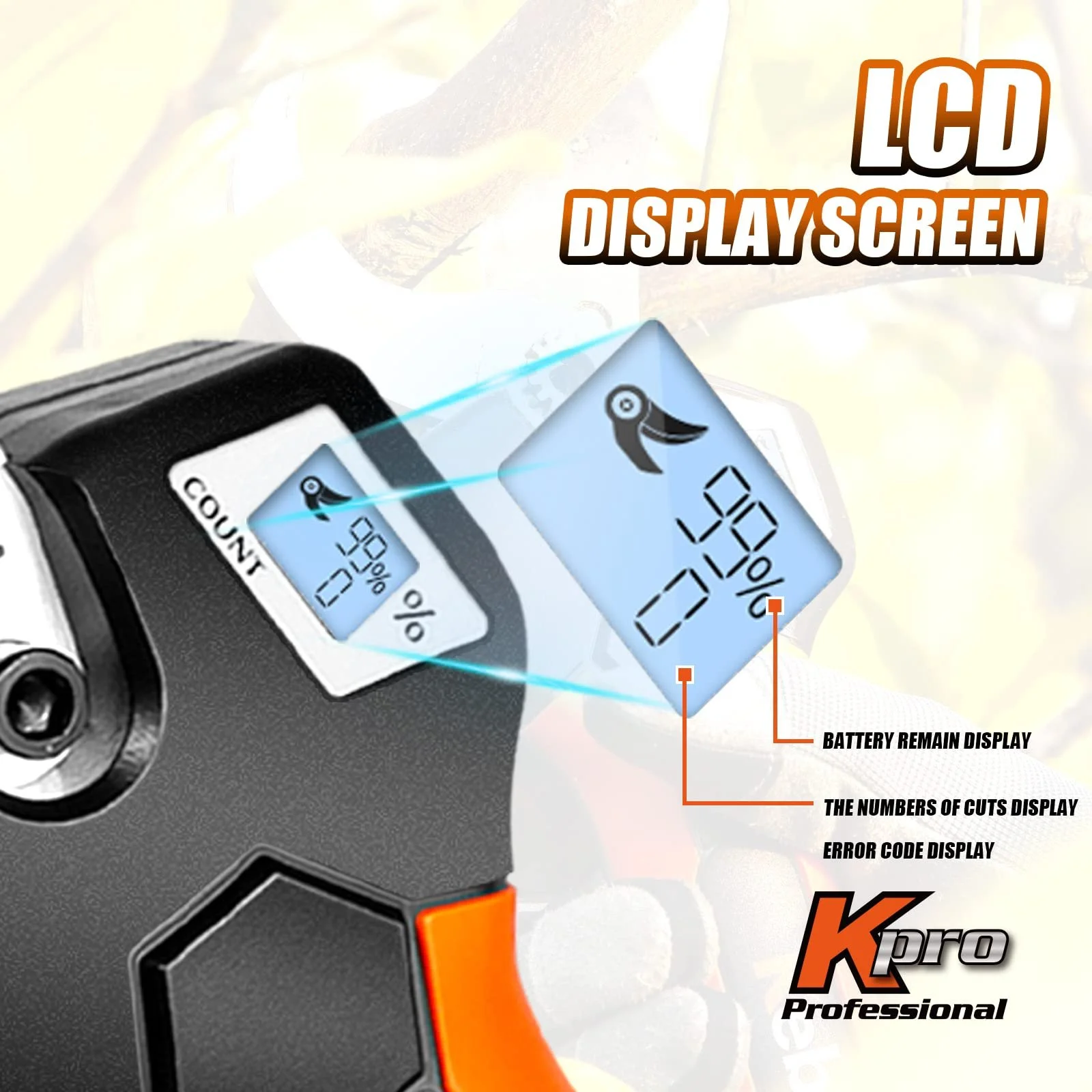 Секатор електричний Kebtek KT940 40 мм Professional 18 V 2 шт 2 Ah літієві батареї, фото №4