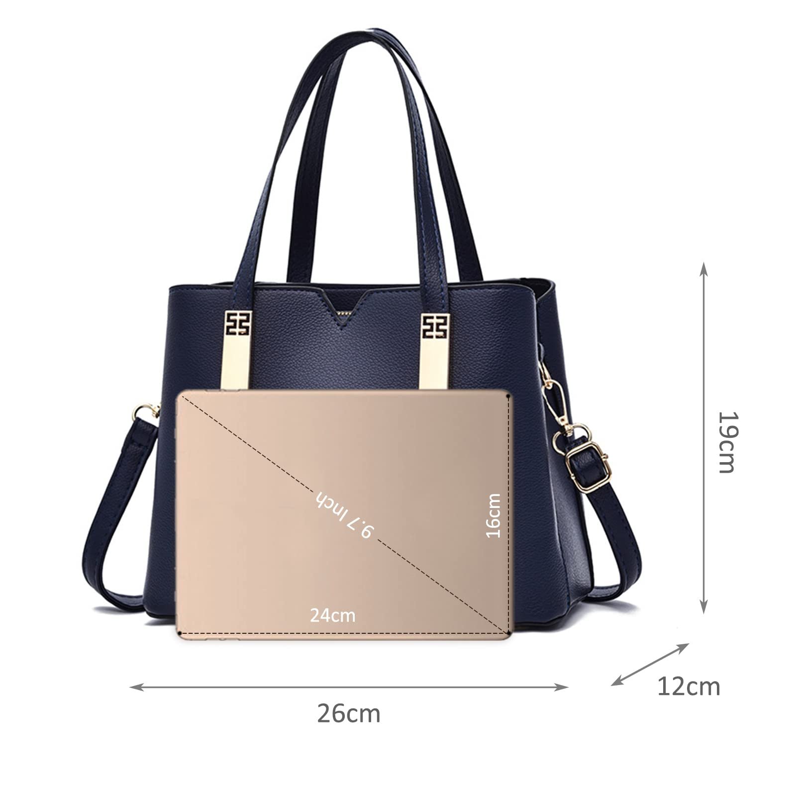 Сумка NICOLE & DORIS, тоут, з PU шкіри, темно-синя, фото №6