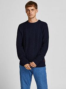 Пуловер JJCRAIG KNIT CREW NECK 12189968-Sky Captain Jack&Jones Темно-синій M - Фото 1