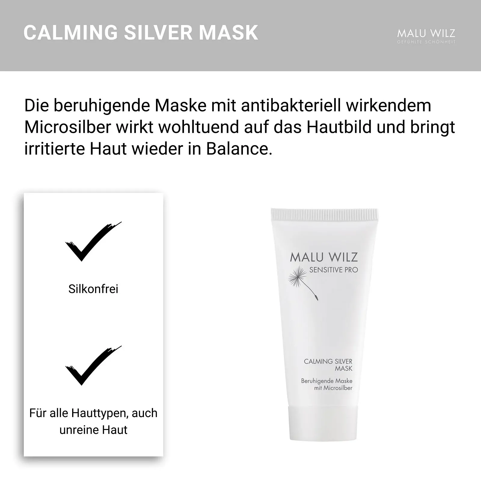 Маска для обличчя Malu Wilz Kosmetik Calming Silver, фото №5