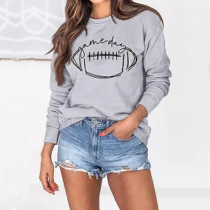 Женский свитшот MLZHAN Game Day с принтом регби, круглый вырез, длинный рукав synthetic.ua - Фото 1