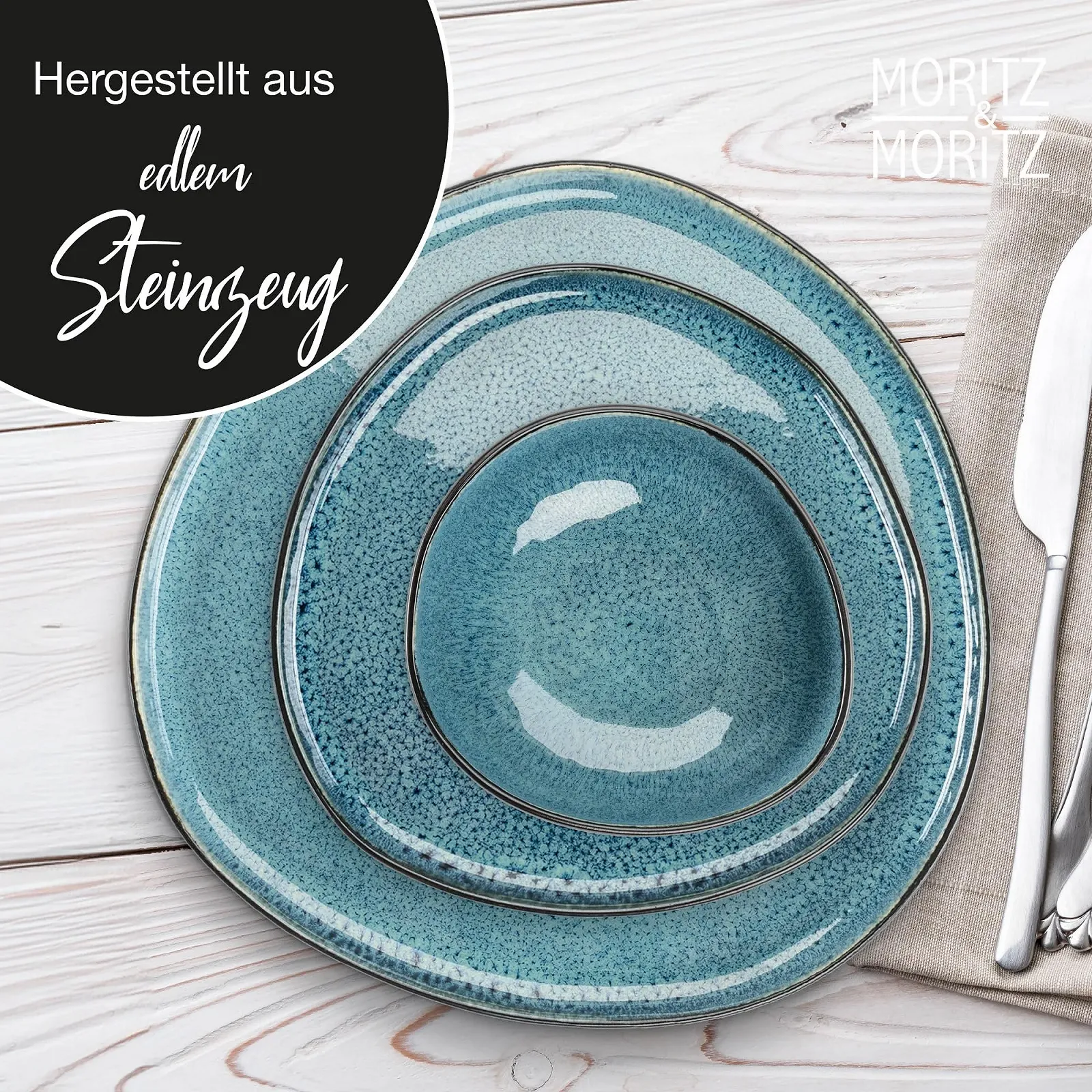 Миска Moritz & Moritz Organic Набор 6 штук Синяя каменная керамика 500 мл, фото №4