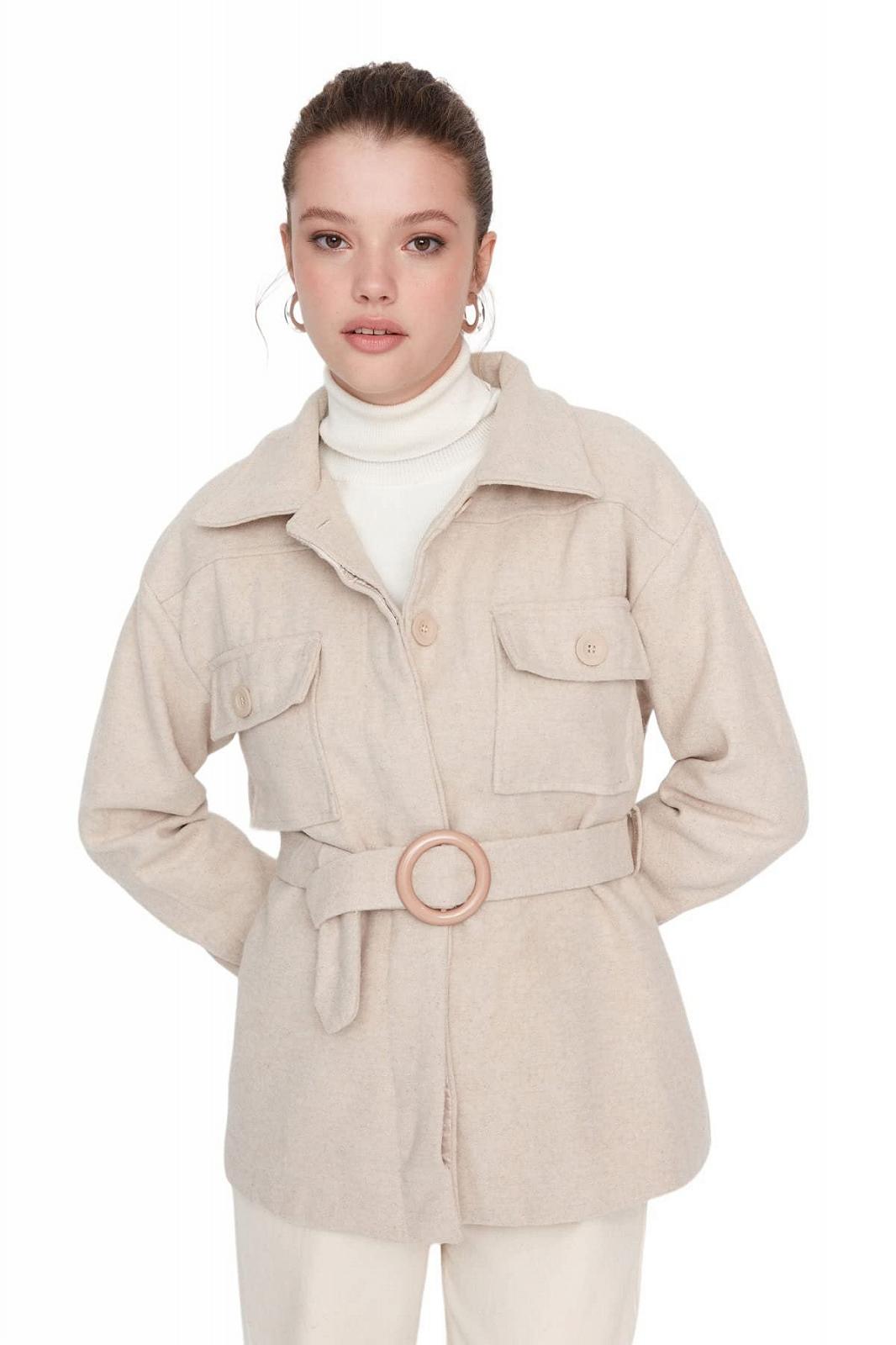 Пальто TRENDYOL Standard однотонное, фото №2