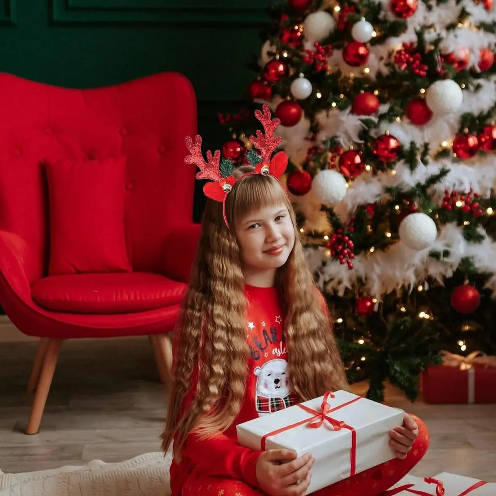 Обруч Різдвяні Оленячі Роги з Дзвіночком, 2 шт, фото №5