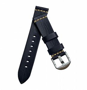 Кожаный ремешок Primolux C052B Steel buckle для часов Garmin Forerunner 245 645 Black - Фото 1