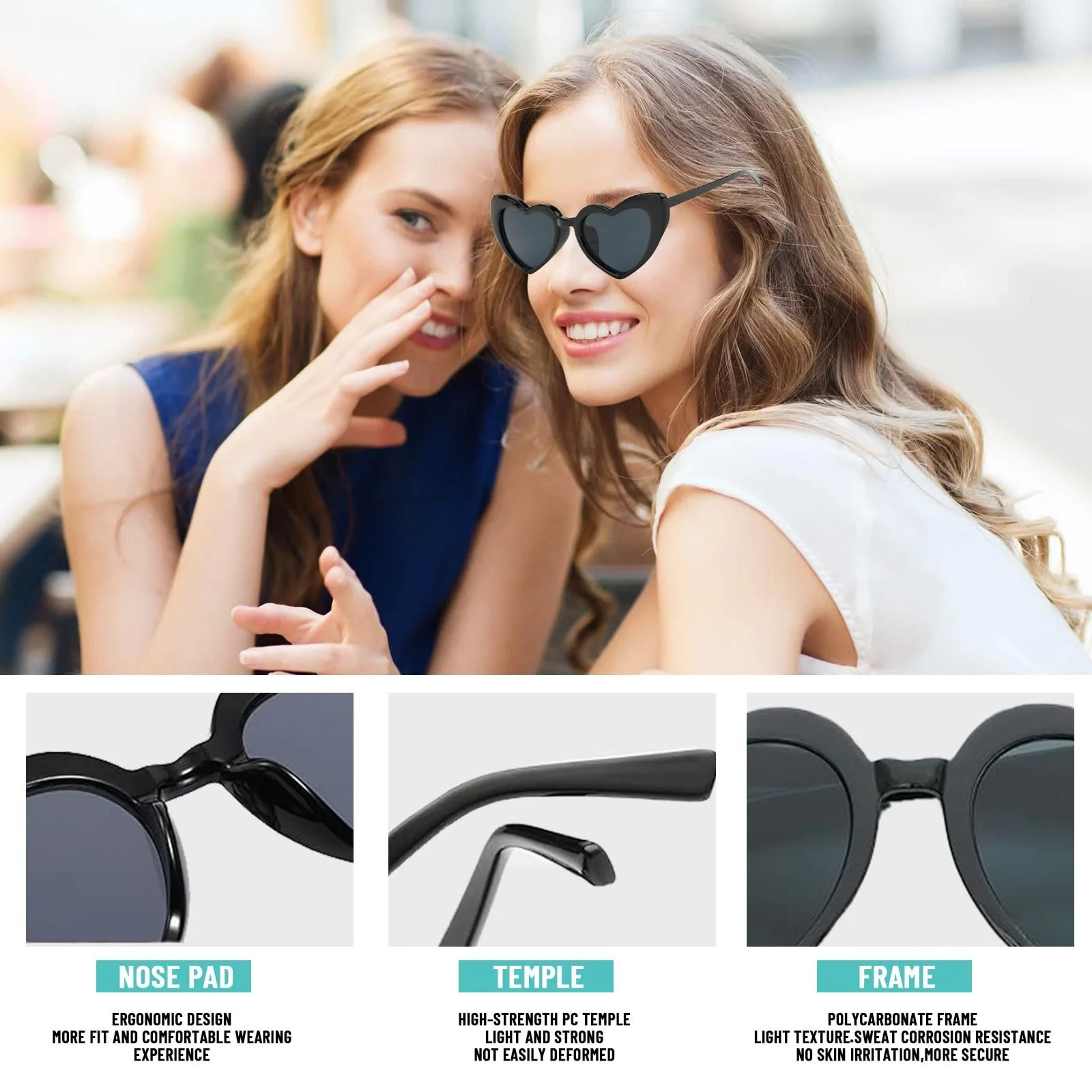 Сонцезахисні окуляри у формі серця Ahuananhu, набір 6 штук, фото №2 Сонцезахисні окуляри у формі серця Ahuananhu, набір 6 штук, фото №2