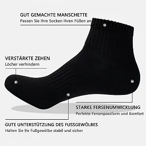 Носки для бега Женские/Мужские Тренировочные Носки 12 пар Хлопковые Дышащие Носки до щиколотки synthetic.ua - Фото 1