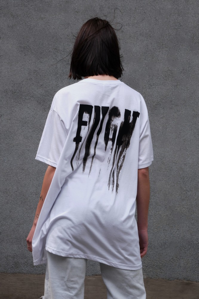 Оверсайз футболка з принтом Without fight white, фото №5