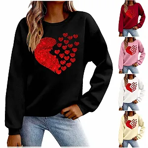 Женская Толстовка Ybing С принтом сердец на День святого Валентина, элегантная блузка с круглым вырезом, теплый пуловер с длинными рукавами, свободный джемпер с длинными рукавами, удобные топы, праздничный свитер для девочек-подростков synthetic.ua - Фото 1