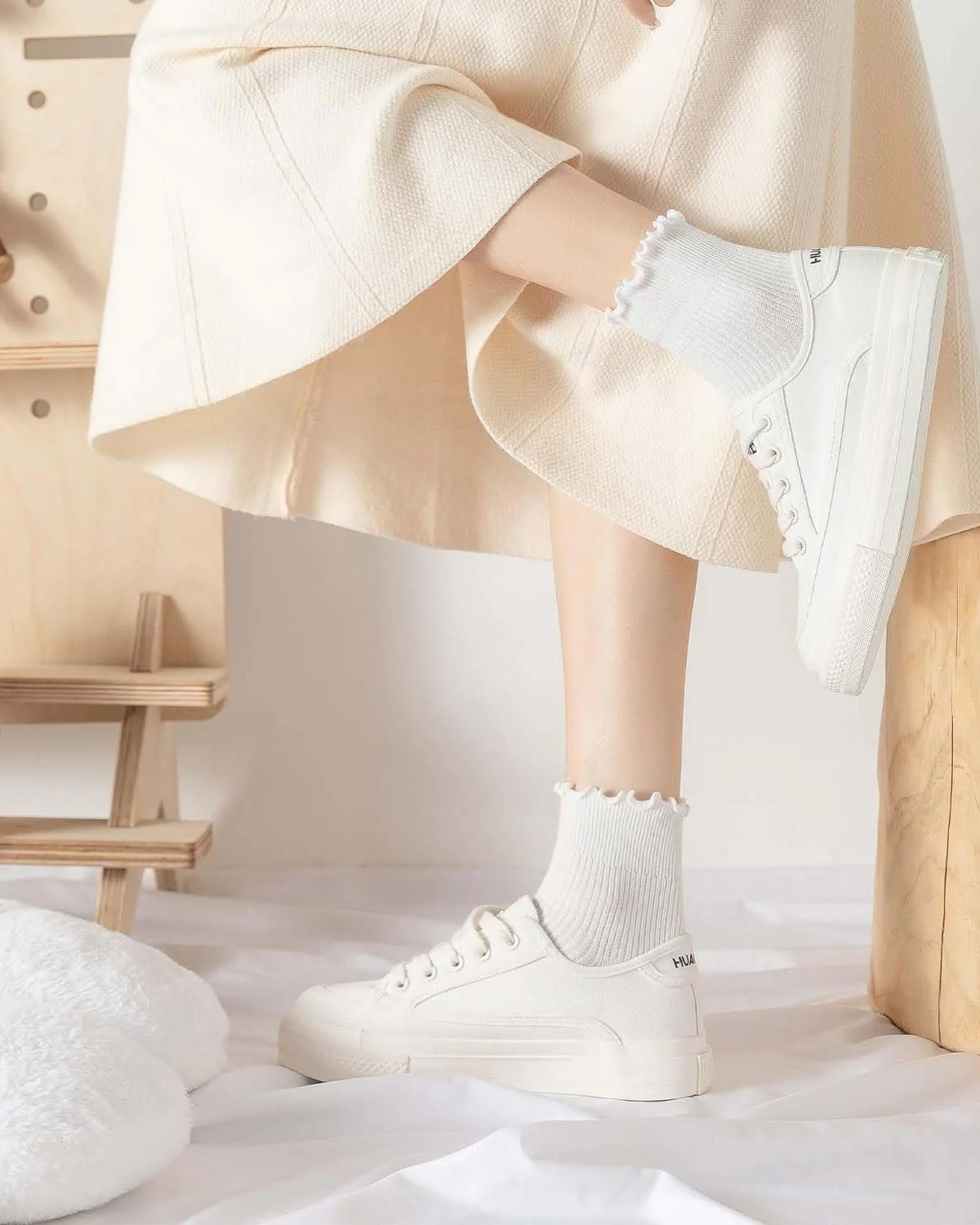 Носки с оборками Женские, 4 пары, белые, фото №6 Носки с оборками Женские, 4 пары, белые, фото №6