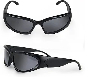 Спортивные очки Y2K, серебристые овальные, для женщин и мужчин, для уличной моды synthetic.ua - Фото 1