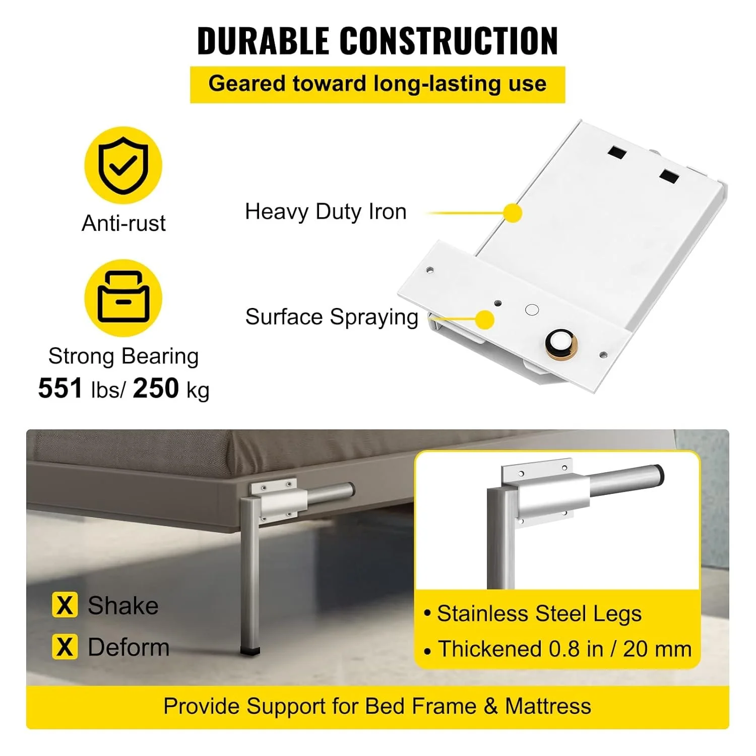 Комплект креплений VEVOR 252918 для механизма подъема двухспальной кровати / 235 x 145 мм / до 250 кг, фото №5 Комплект креплений VEVOR 252918 для механизма подъема двухспальной кровати / 235 x 145 мм / до 250 кг, фото №5