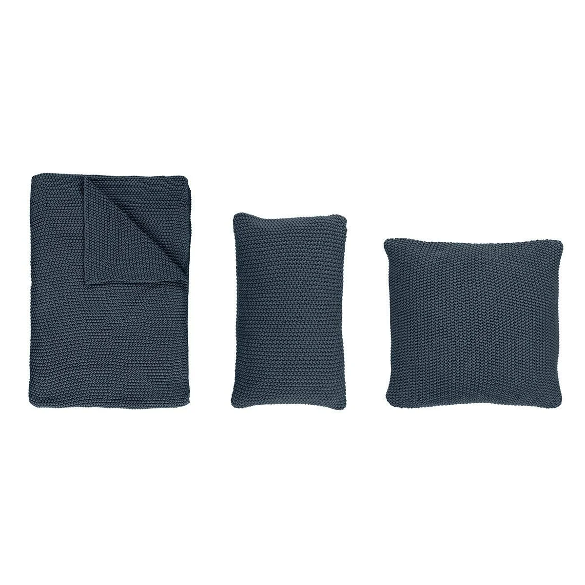 Вязаная декоративная подушка в клетку Marc O Polo Nordic Knit Smoke Blue Клетка 130 x 170 см, фото №2