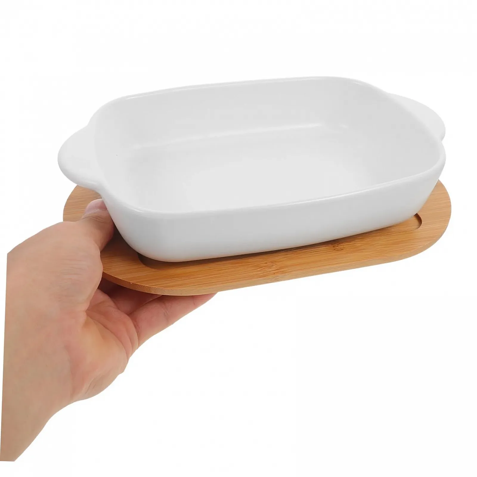 Форма для запікання Sosoport керамічна прямокутна з подвійною ручкою термостійка штабельована, фото №8