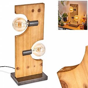 Настільна лампа Santorum Wood/Metal Natural / Antique Nickel 2-лампова Scandinavian 2 x E27 - Фото 1