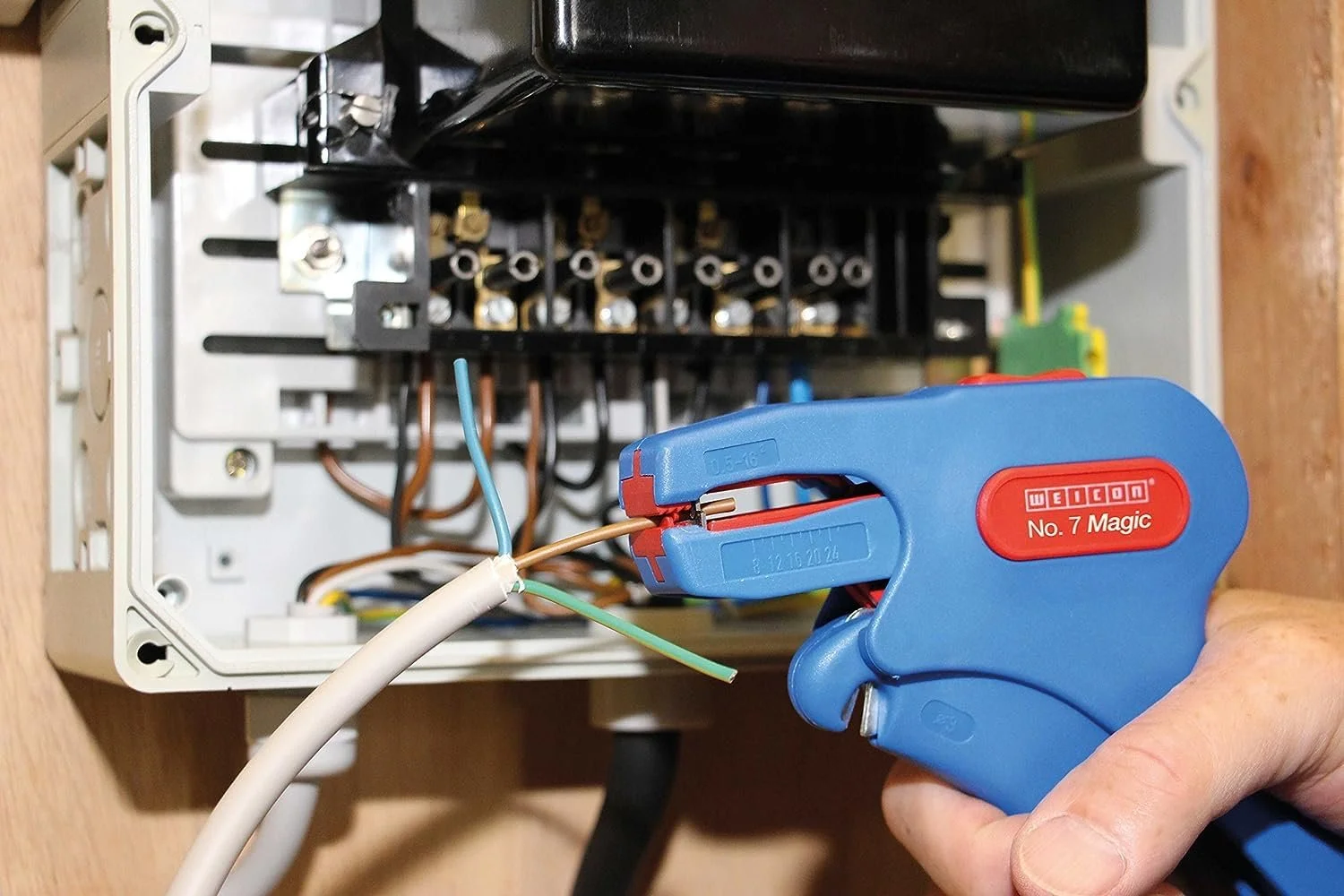 Инструмент для зачистки проводов WEICON Magic-Automatic No.7, синий/красный, один размер, фото №4