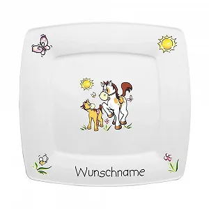 Детская тарелка Doriantrade Квадратная Фарфор Лошади - Фото 1