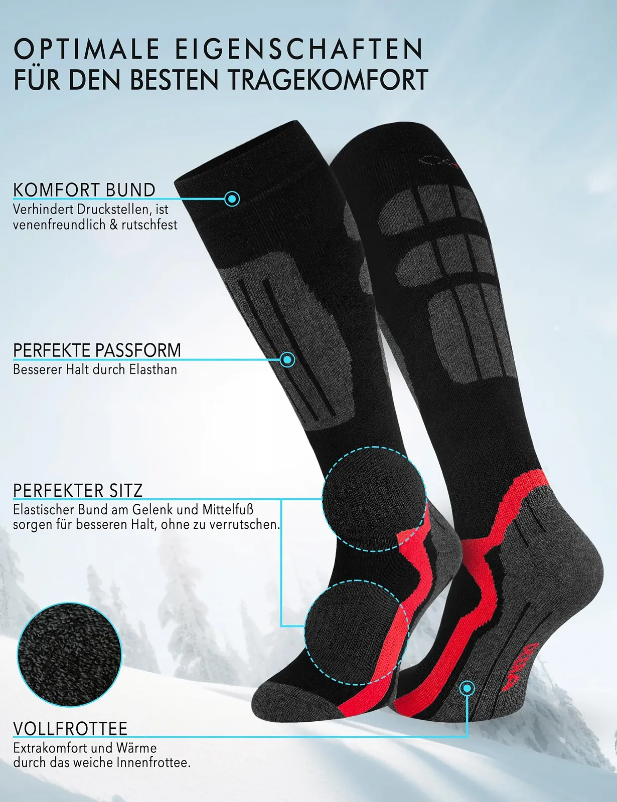 Термошкарпетки до коліна OCERA Adventure для чоловіків і жінок, 3 пари, фото №2