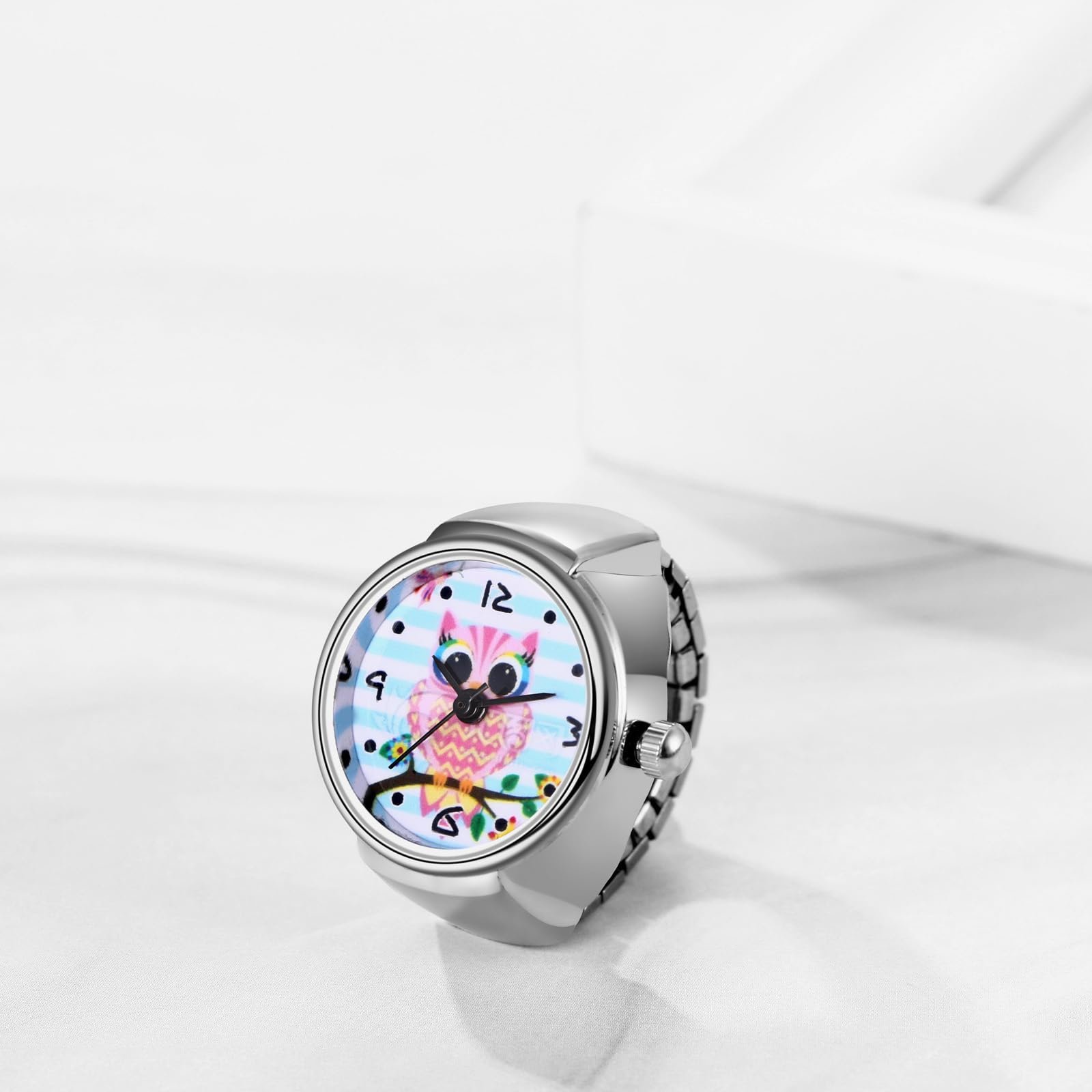 Кольцо-часы JewelryWe Owl Кварцевый Аналоговый Серебристый, фото №2
