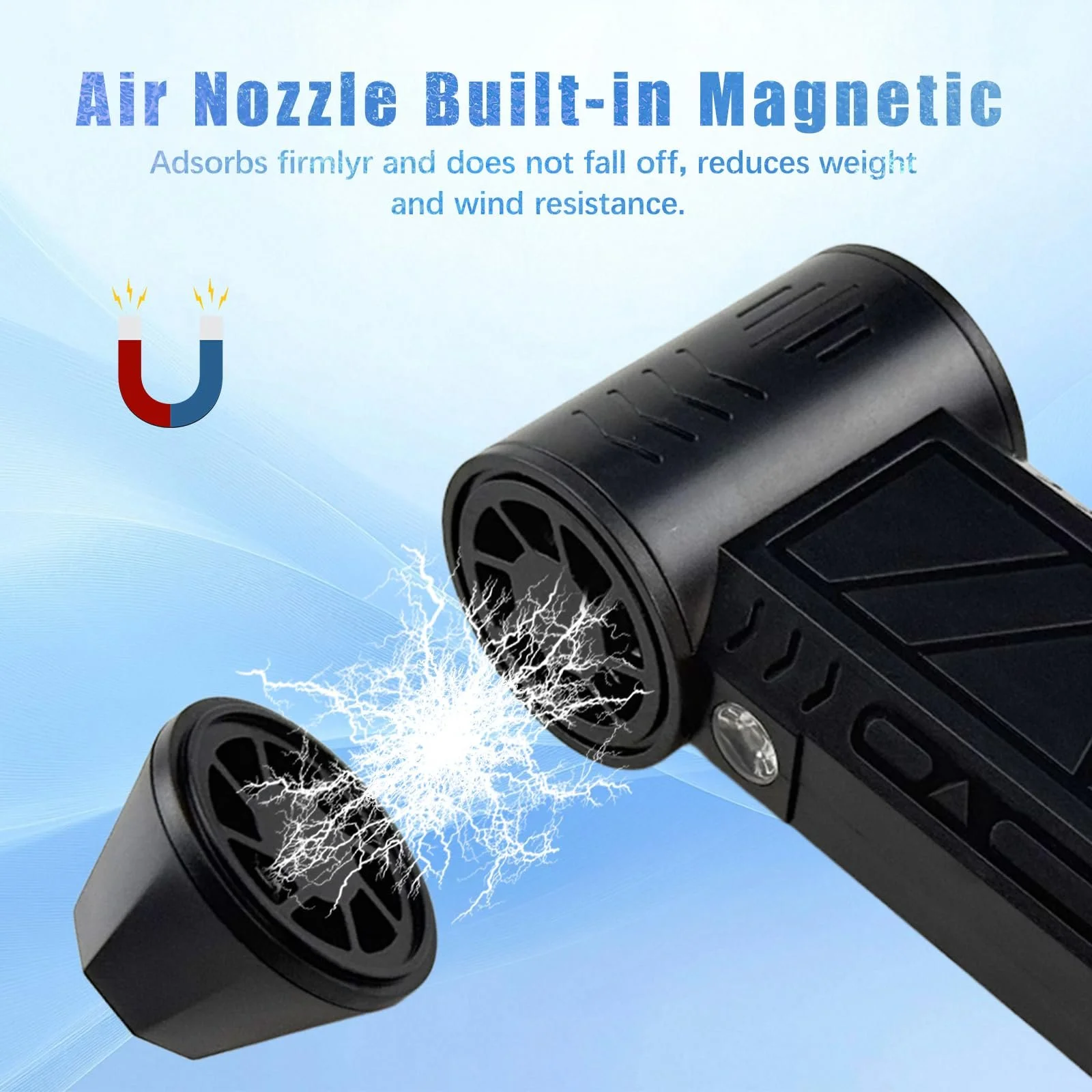 Очисник повітря Flylin High Speed Blower Turbo Fan з ліхтариком та 10 щітками 3 швидкості Акумуляторний Електричний, фото №8