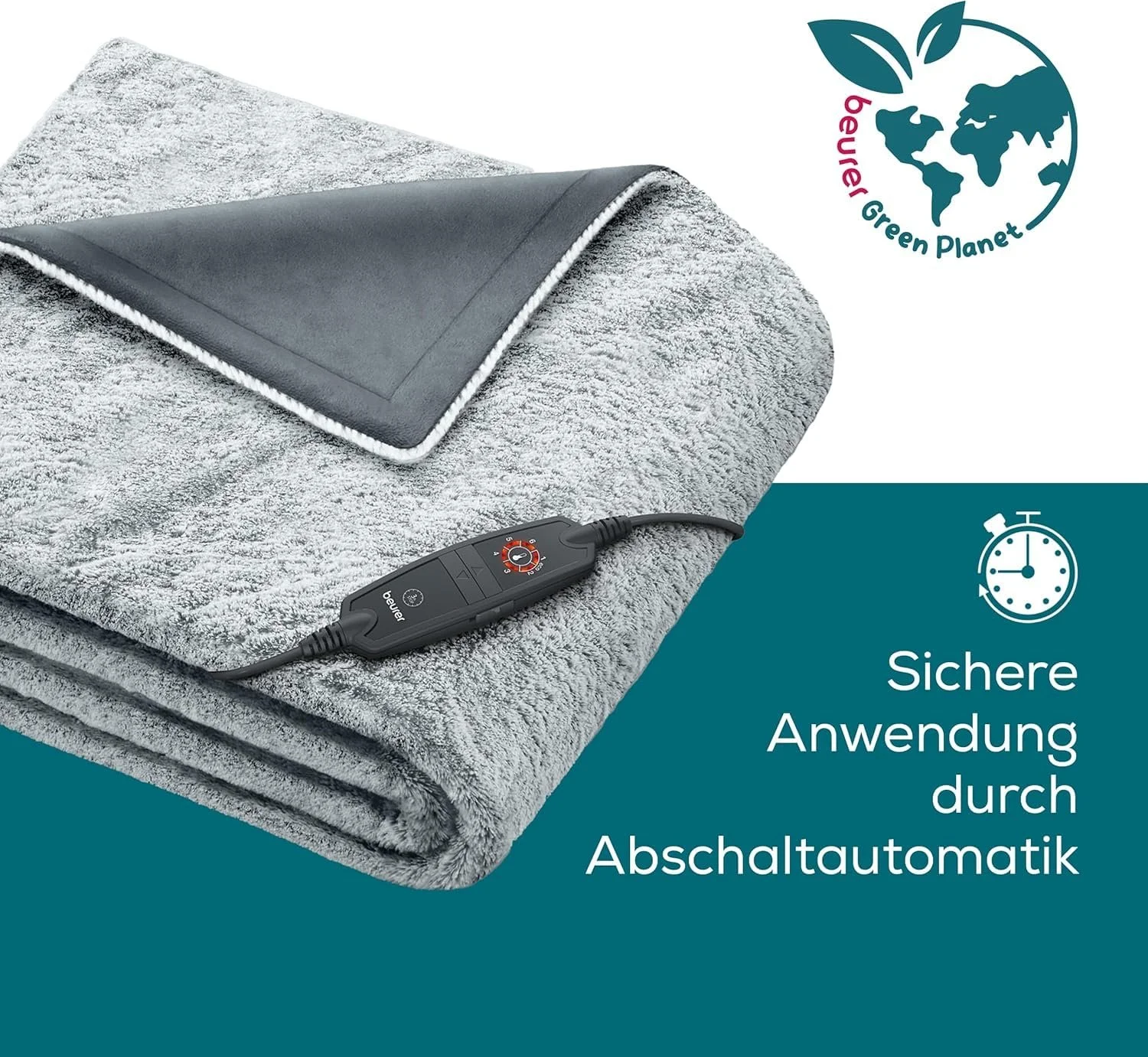 Электрическое одеяло Beurer HD 75 Nordic Grey Green Planet 180 x 130 см, фото №4 Электрическое одеяло Beurer HD 75 Nordic Grey Green Planet 180 x 130 см, фото №4