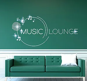 Настінна наклейка pkm479 Music Lounge Зі стразами 100 x 38 см Чорний - Фото 1