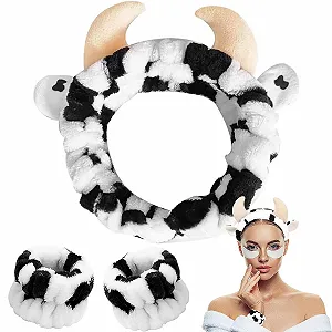 Повязка на голову Косметический набор с 2 браслетами для умывания запястья - Фото 1