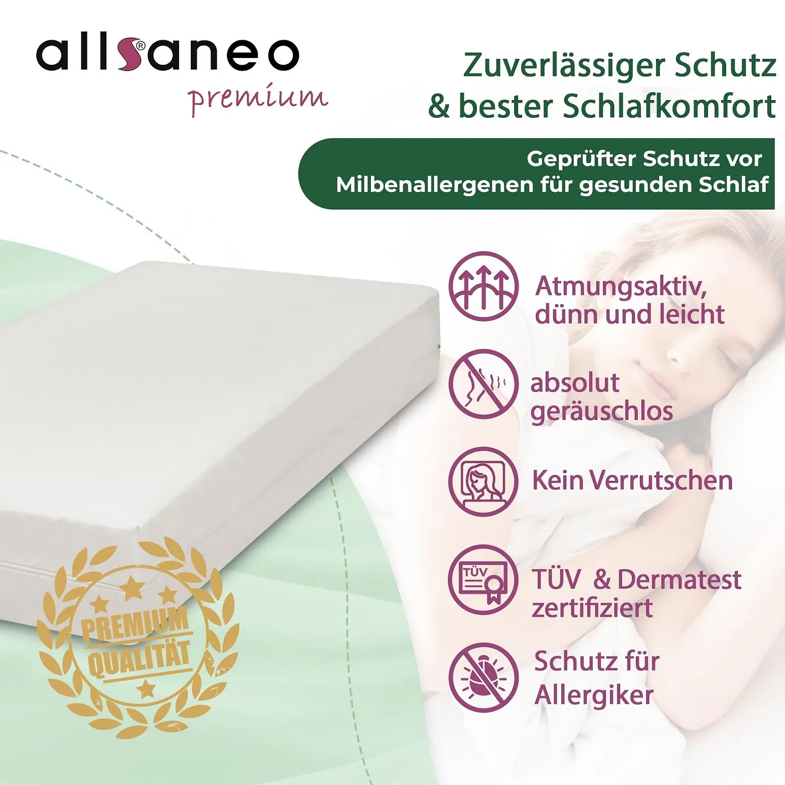 Чохол на матрац allsaneo Premium для алергіків 90 x 200 x 16 см, фото №2 Чохол на матрац allsaneo Premium для алергіків 90 x 200 x 16 см, фото №2