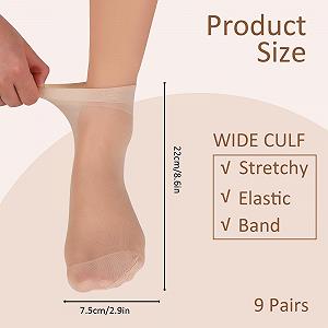 Женские носки из нейлона, прозрачные женские нейлоновые тонкие носки, 9 пар усиленный носок с комфортным поясом, телесный цвет synthetic.ua - Фото 1