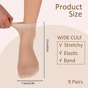 Женские носки из нейлона, прозрачные женские нейлоновые тонкие носки, 9 пар усиленный носок с комфортным поясом, телесный цвет synthetic.ua - Фото 1